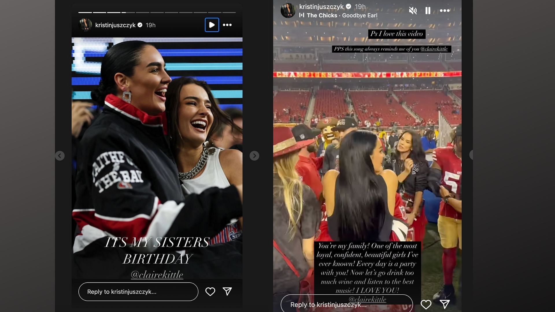 Kyle Juszczyk STORIES IN ig for Claire Kittle's Birthday